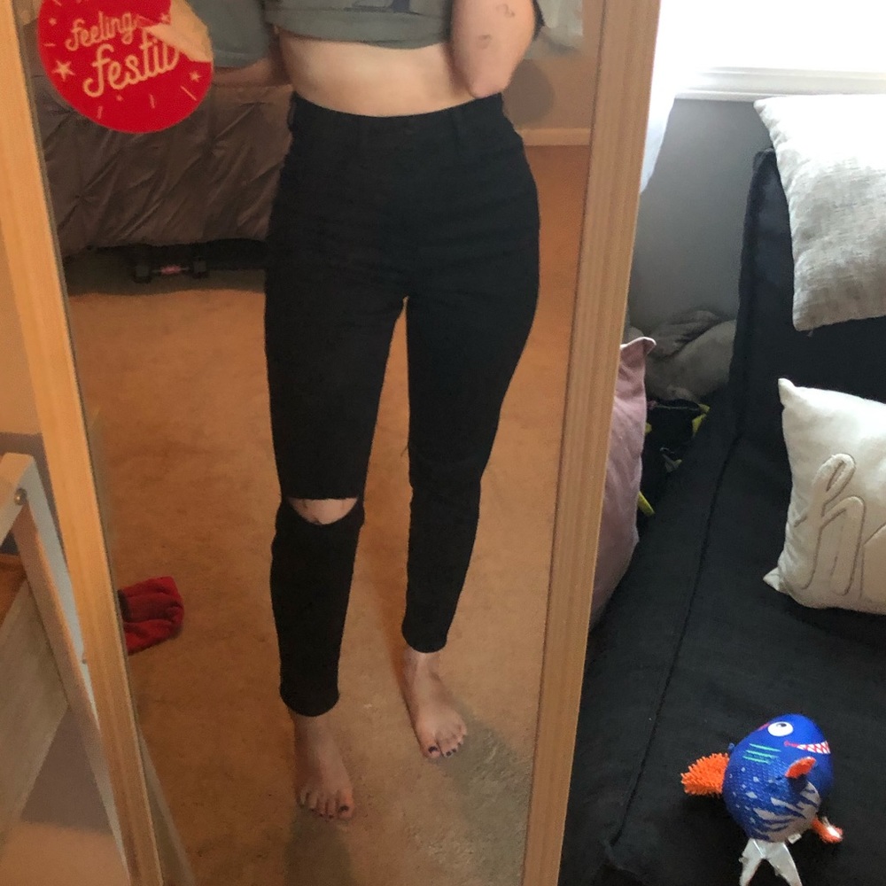 curvy super high rise black jeans american eagle